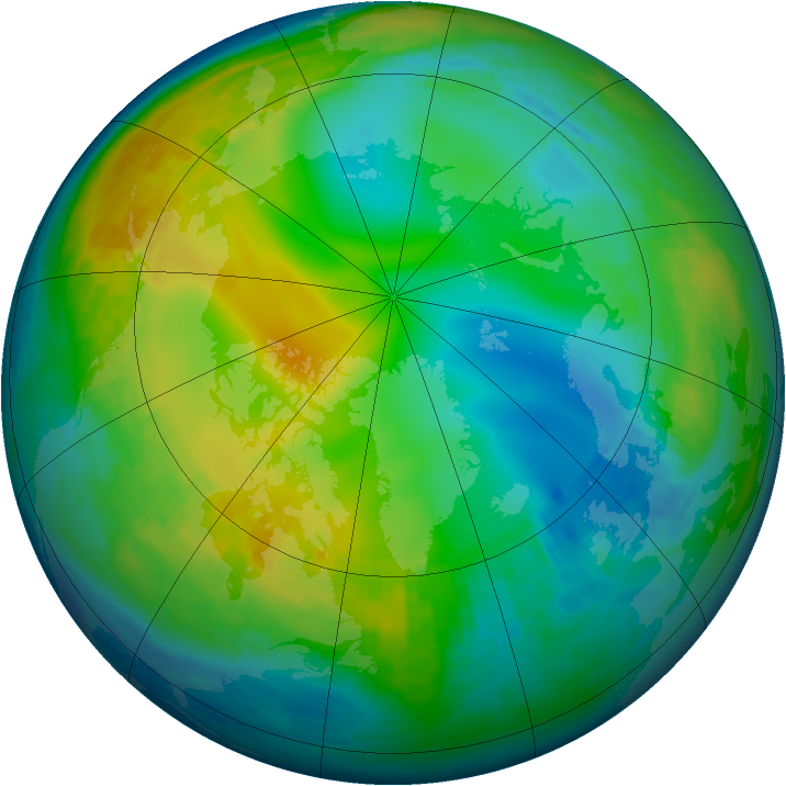 Arctic ozone map for 28 November 1989